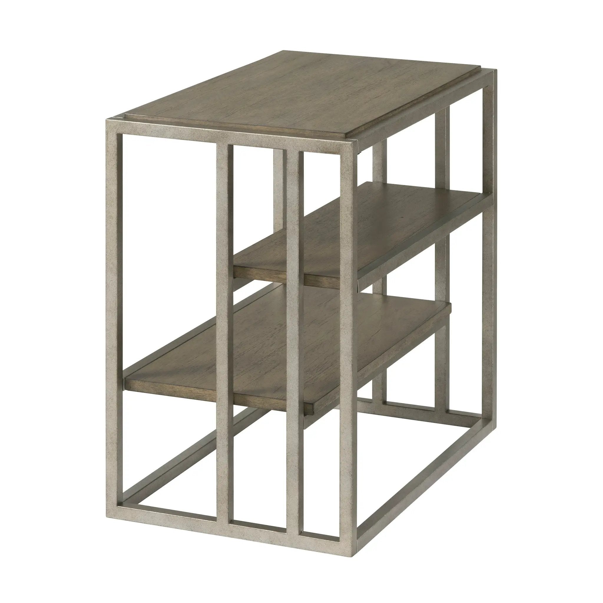 Padena Metal Frame Wood Living Room Chairside Table with Shelf by HouseOfZazla