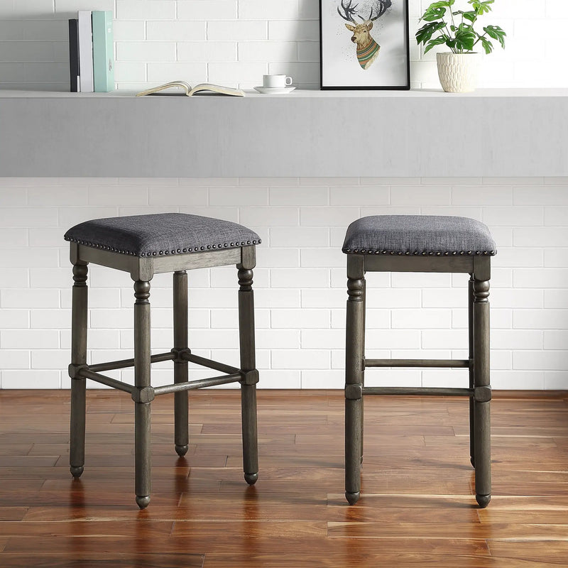Arnhem Wood Upholstered Bar Stools, Set of 2 by HouseOfZazla