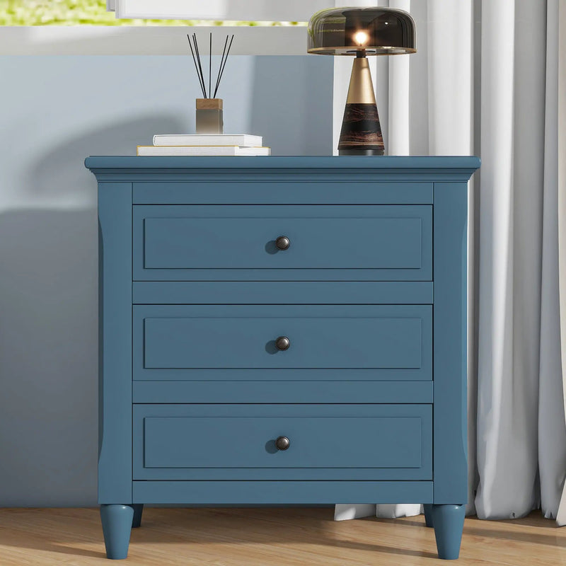 U_STYLE 28'' Pine Wood Nightstand with 3 Drawers by HouseOfZazla