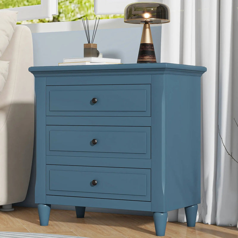 U_STYLE 28'' Pine Wood Nightstand with 3 Drawers by HouseOfZazla