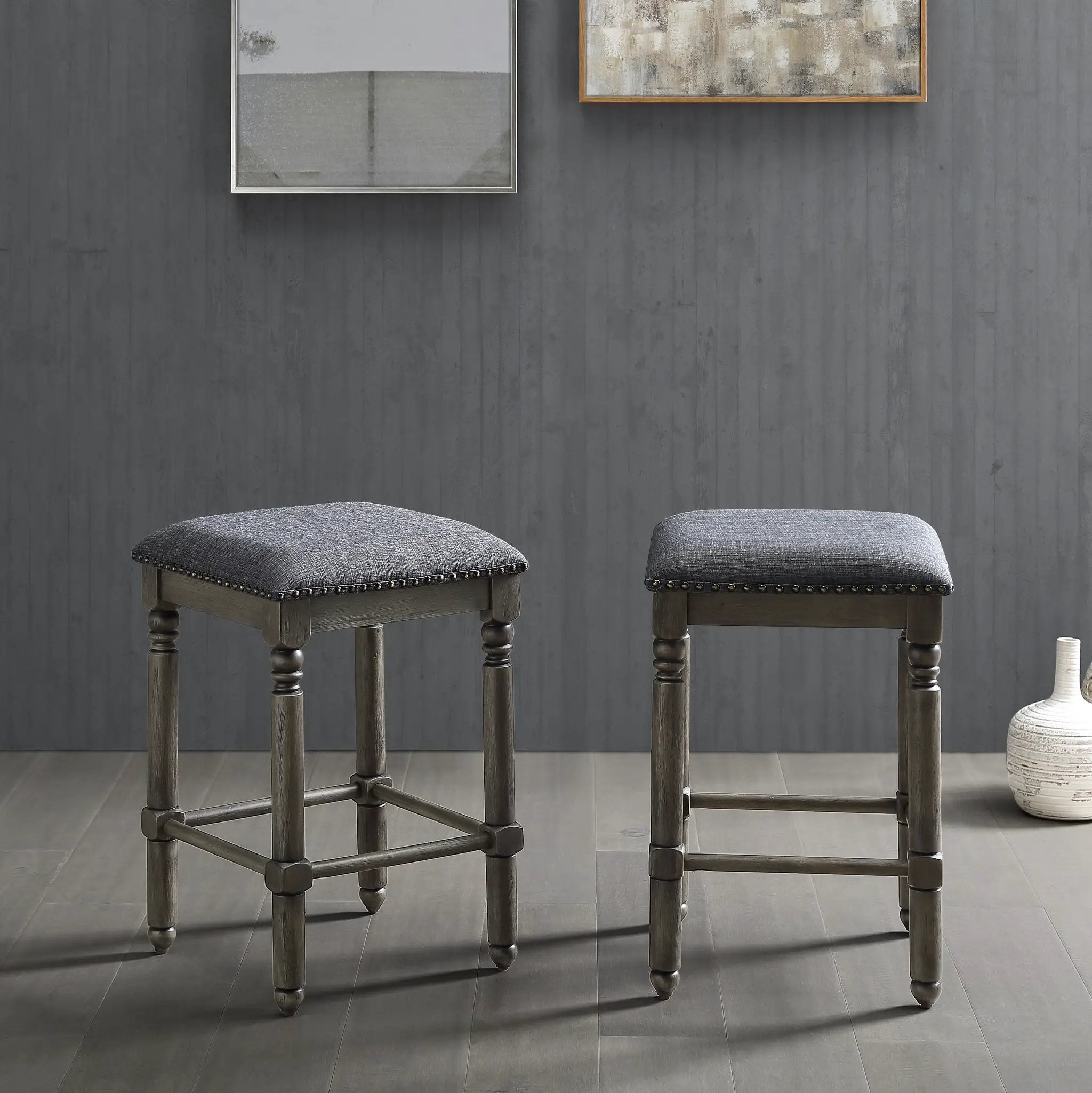 Arnhem Wood Upholstered Swivel Counter Height Stool, Set of 2 by HouseOfZazla
