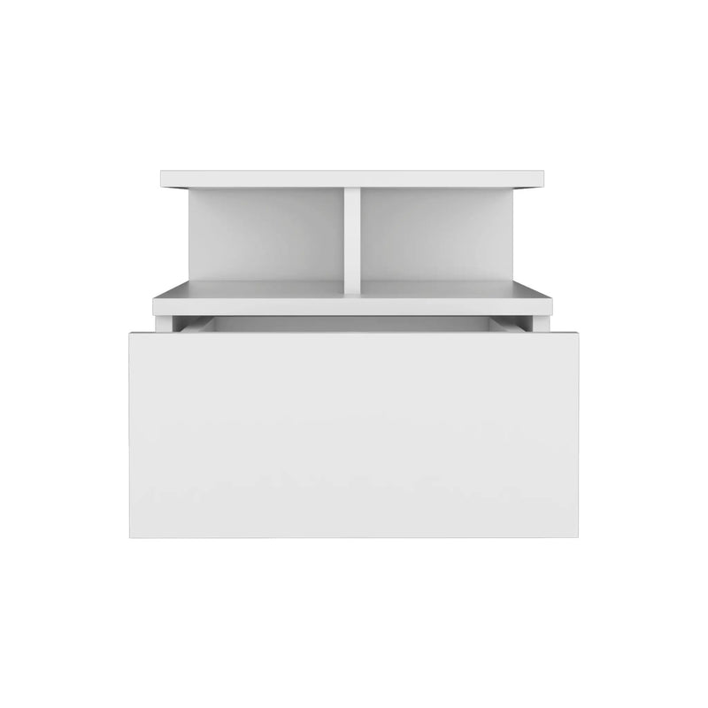 Floating Nightstand 12"H, Wall Mounted with Single Drawer and 2-Tier Shelf by HouseOfZazla