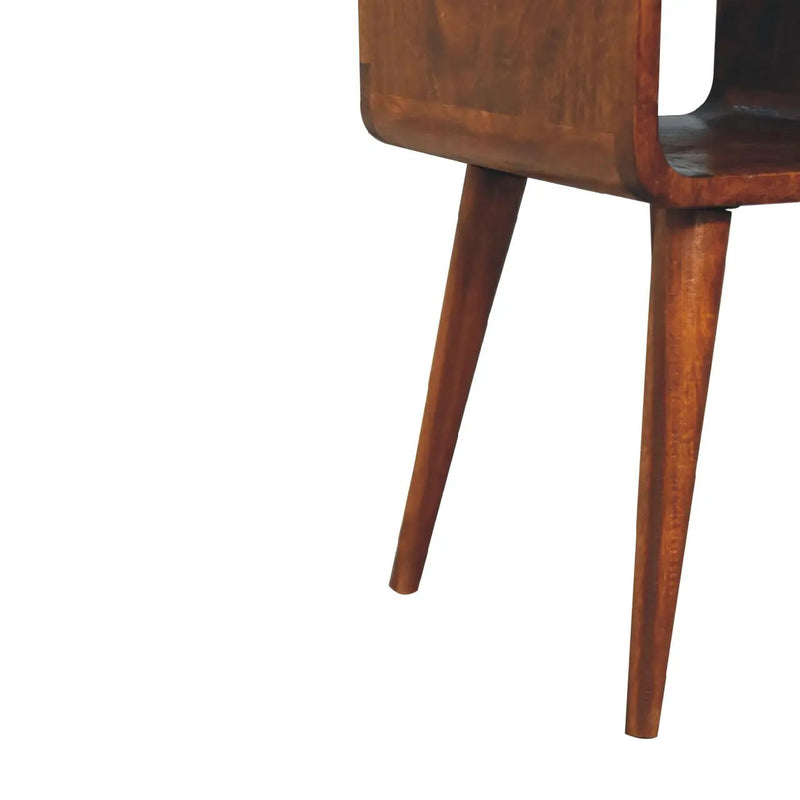 Solid Wood Mini Chestnut Curve Lower Bedside Nightstand by HouseOfZazla