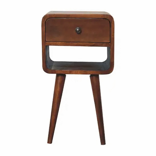 Solid Wood Mini Chestnut Curve Lower Bedside Nightstand by HouseOfZazla