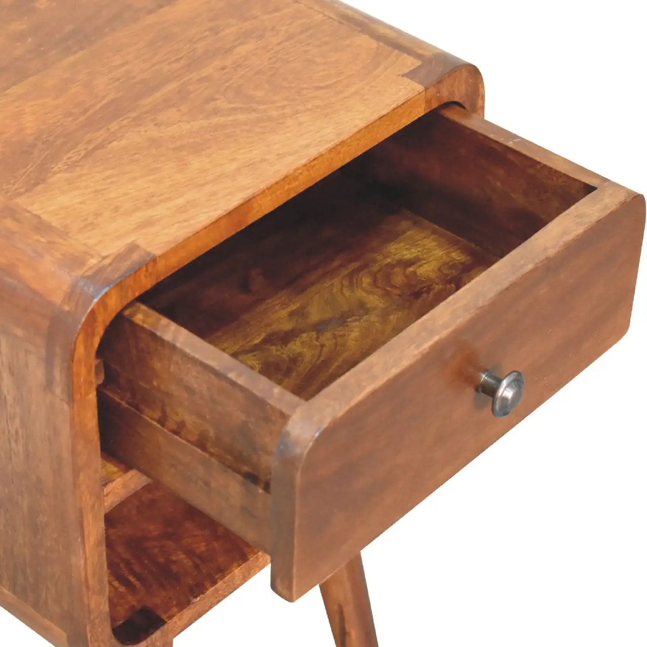 Solid Wood Mini Chestnut Curve Lower Bedside Nightstand by HouseOfZazla