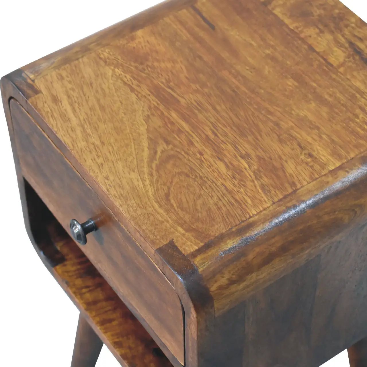 Solid Wood Mini Chestnut Curve Lower Bedside Nightstand by HouseOfZazla
