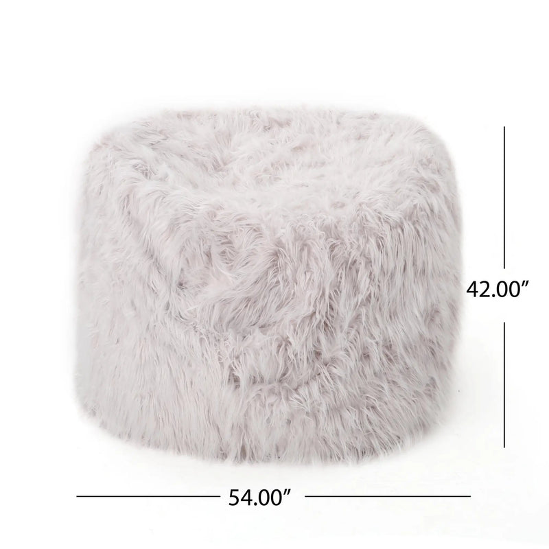 Mahin 5 Foot Rounded Faux Fur Bean Bag - Lavender by HouseOfZazla