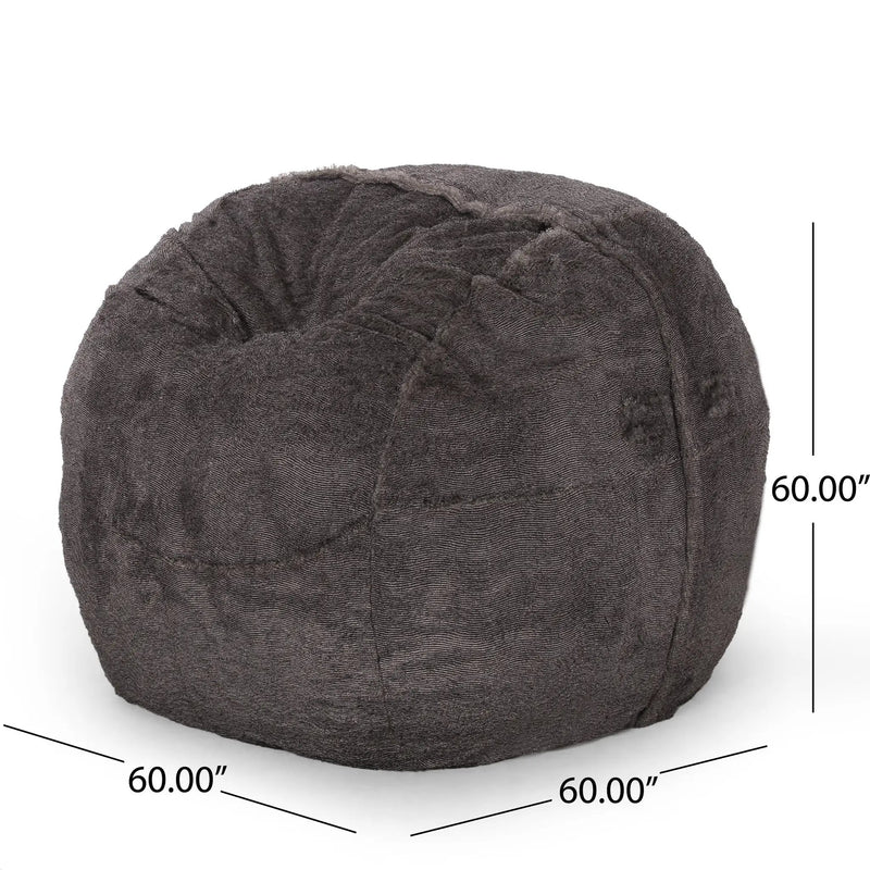 Lily Modern 5 Foot Faux Fur Cozy Bean Bag, Brown/Beige by HouseOfZazla