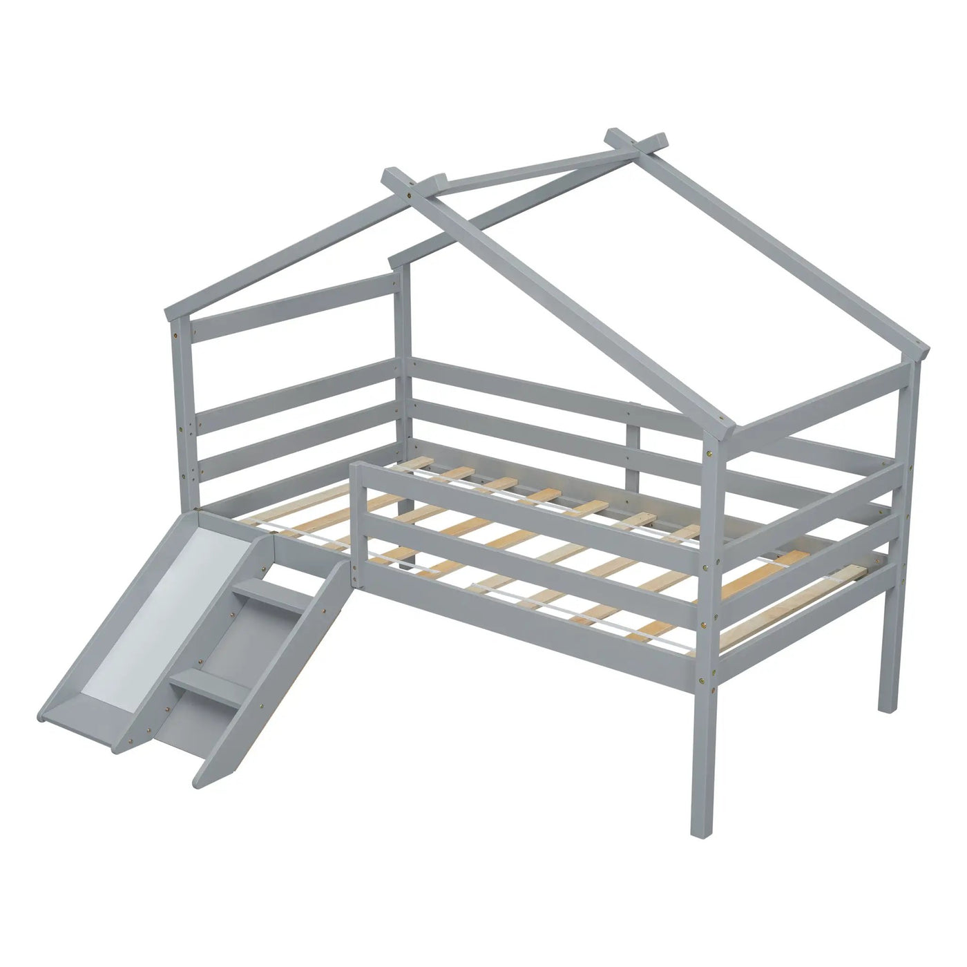 Twin Low Loft House Bed with Slide by HouseOfZazla