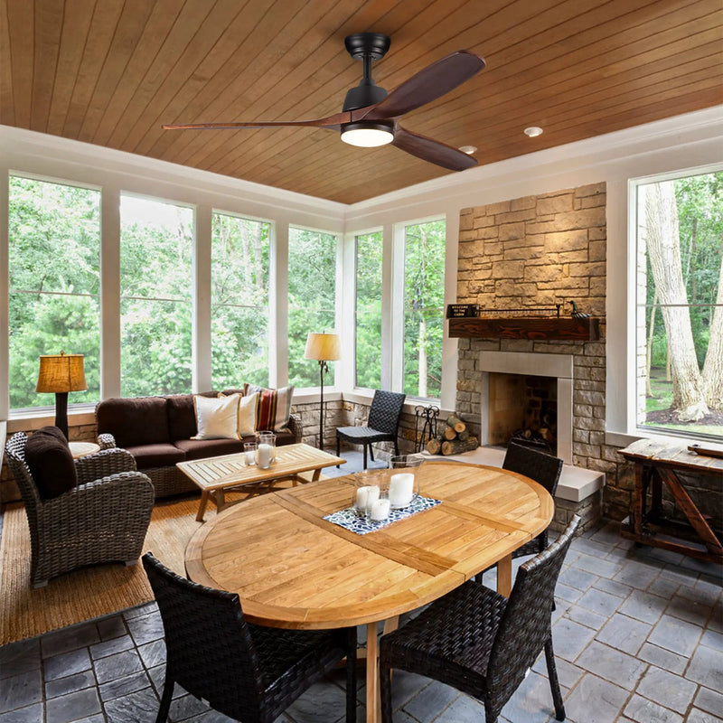 52" Yuhao Farmhouse Rustic LED Ceiling Fan with Remote Control by HouseOfZazla