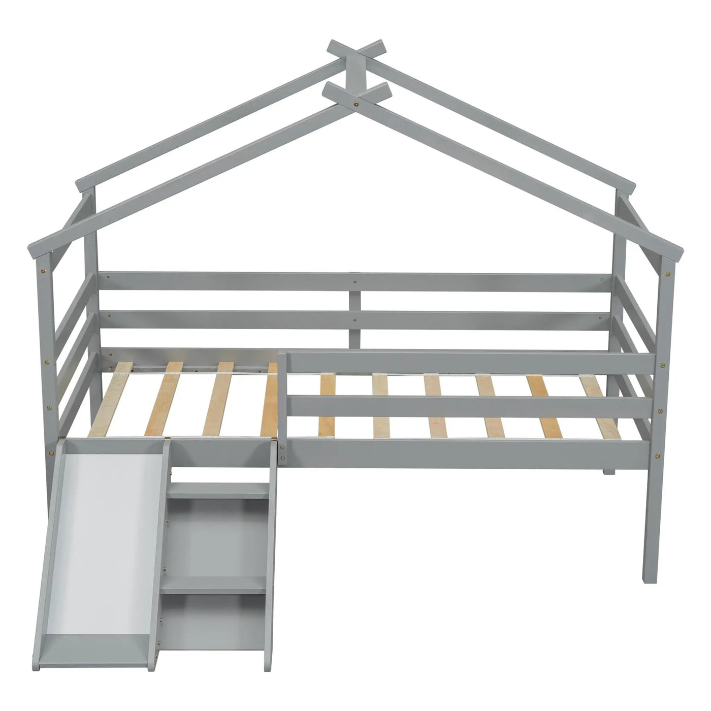 Twin Low Loft House Bed with Slide by HouseOfZazla