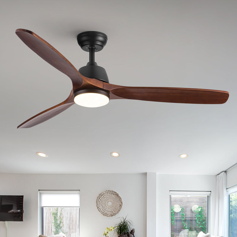 52" Yuhao Farmhouse Rustic LED Ceiling Fan with Remote Control by HouseOfZazla