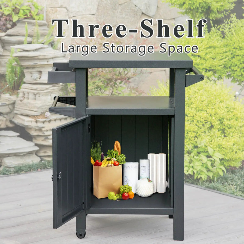 Grill Carts Outdoor with Storage and Wheels by HouseOfZazla