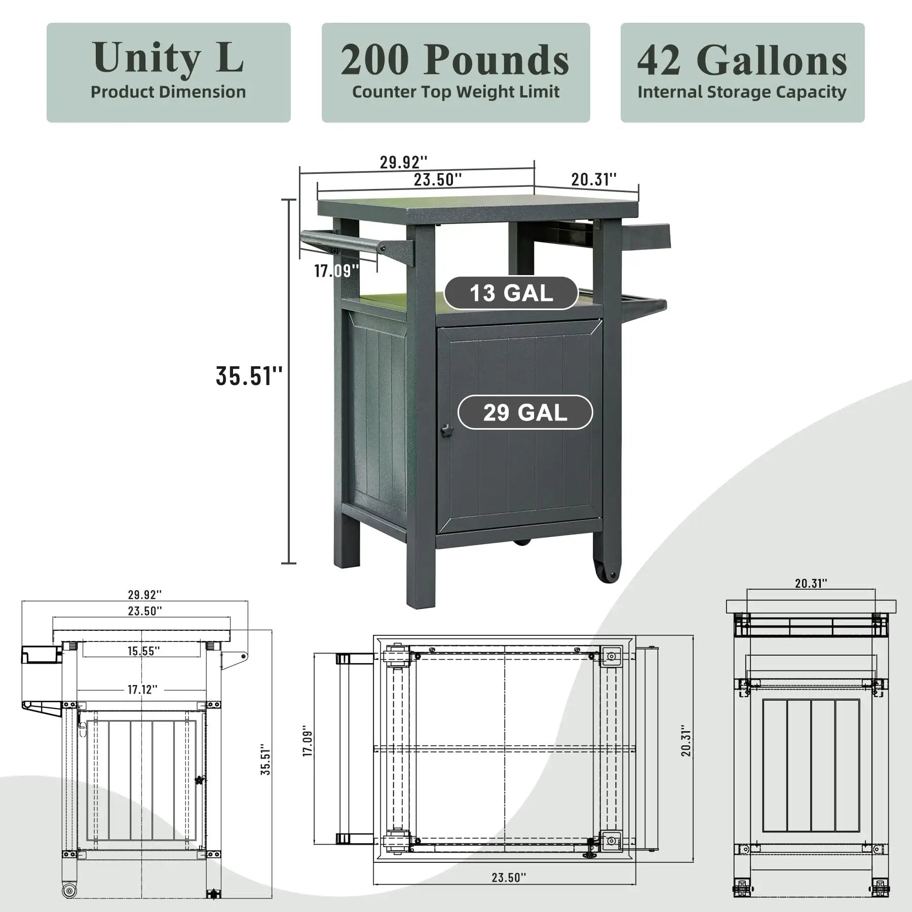Grill Carts Outdoor with Storage and Wheels by HouseOfZazla