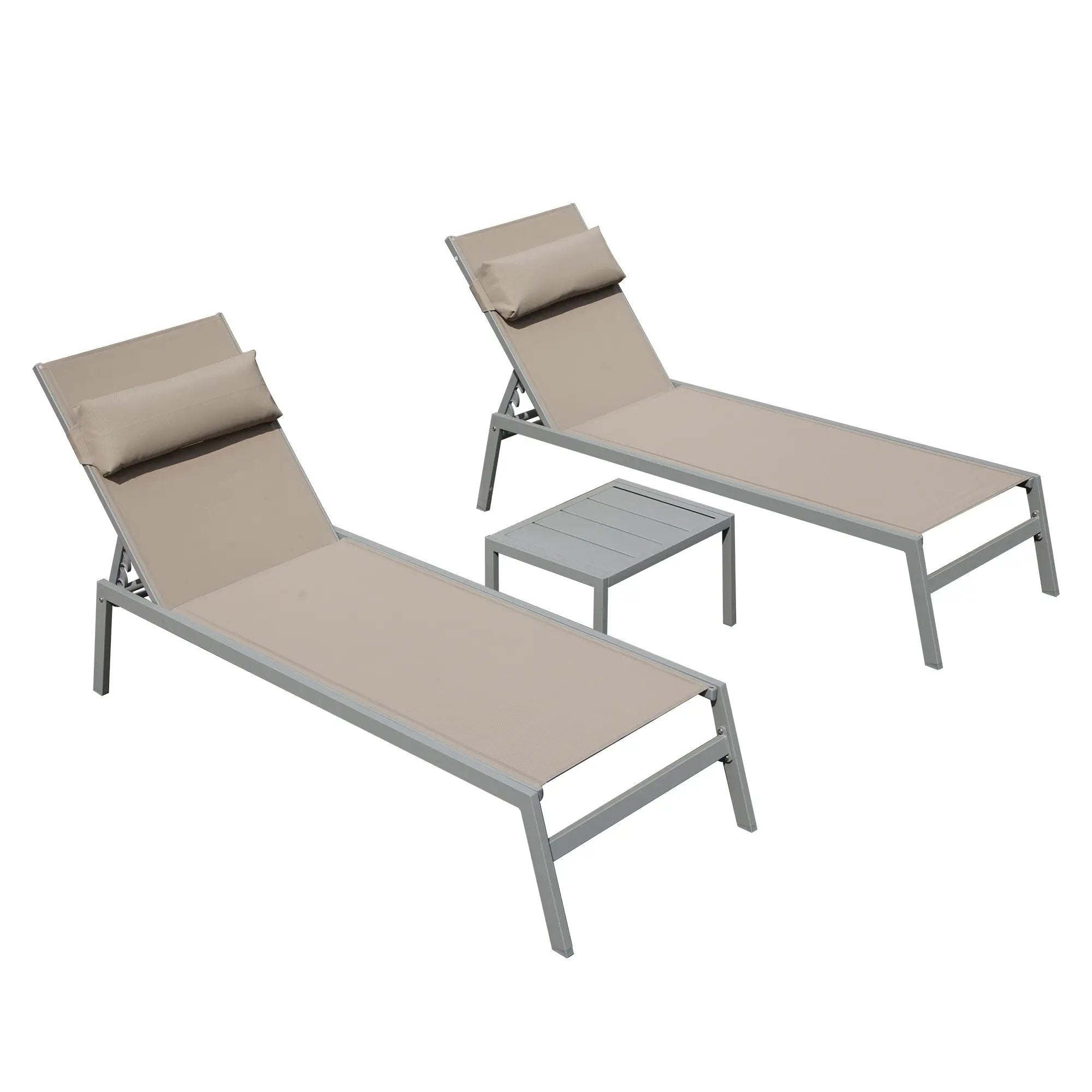 Patio Chaise Lounge Set of 3 with Side Table by HouseOfZazla