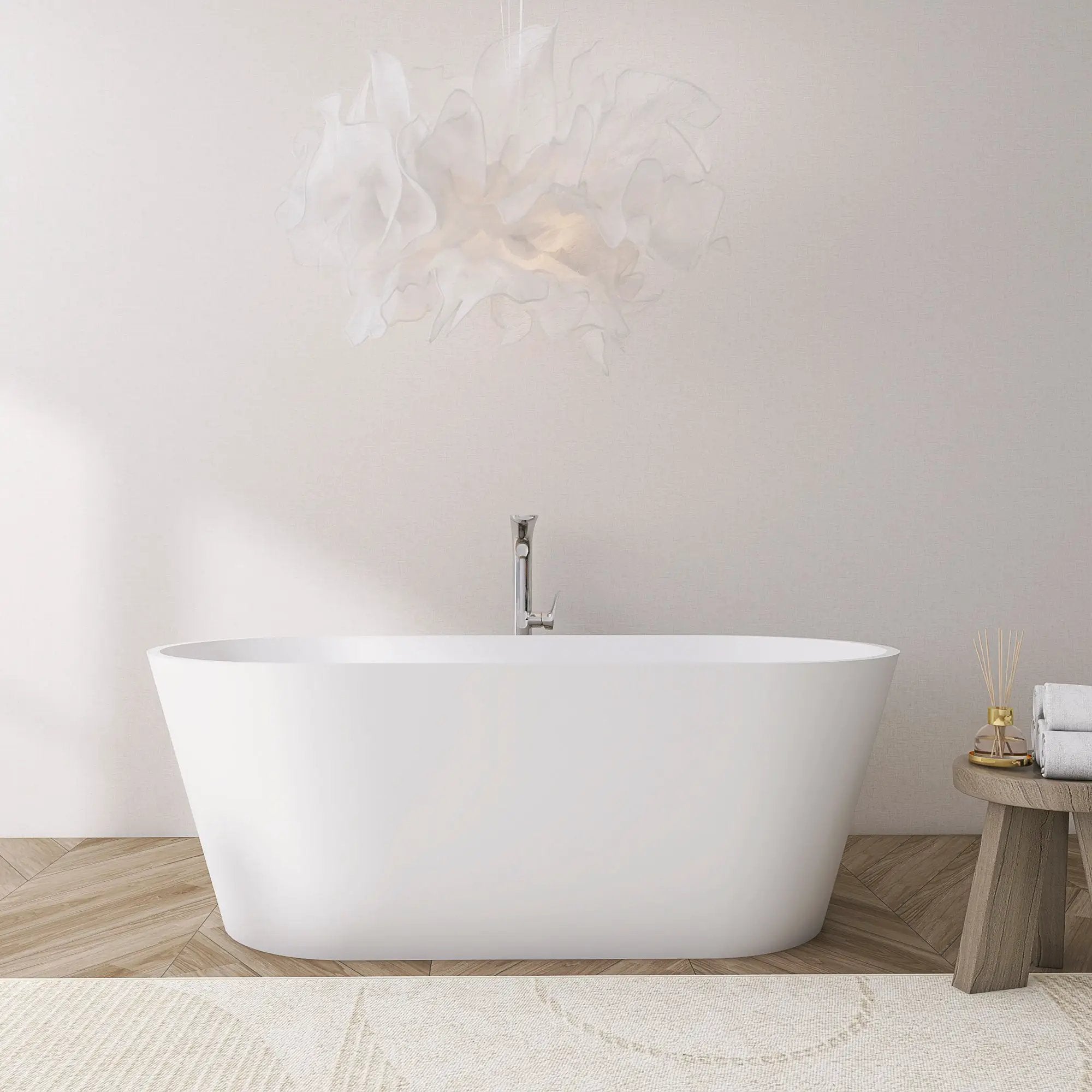 59 Inch Freestanding Solid Surface Soaking Bathtub by HouseOfZazla