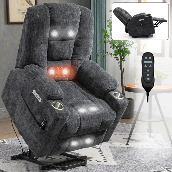 Large Power Lift Recliner Chair with Massage and Heat