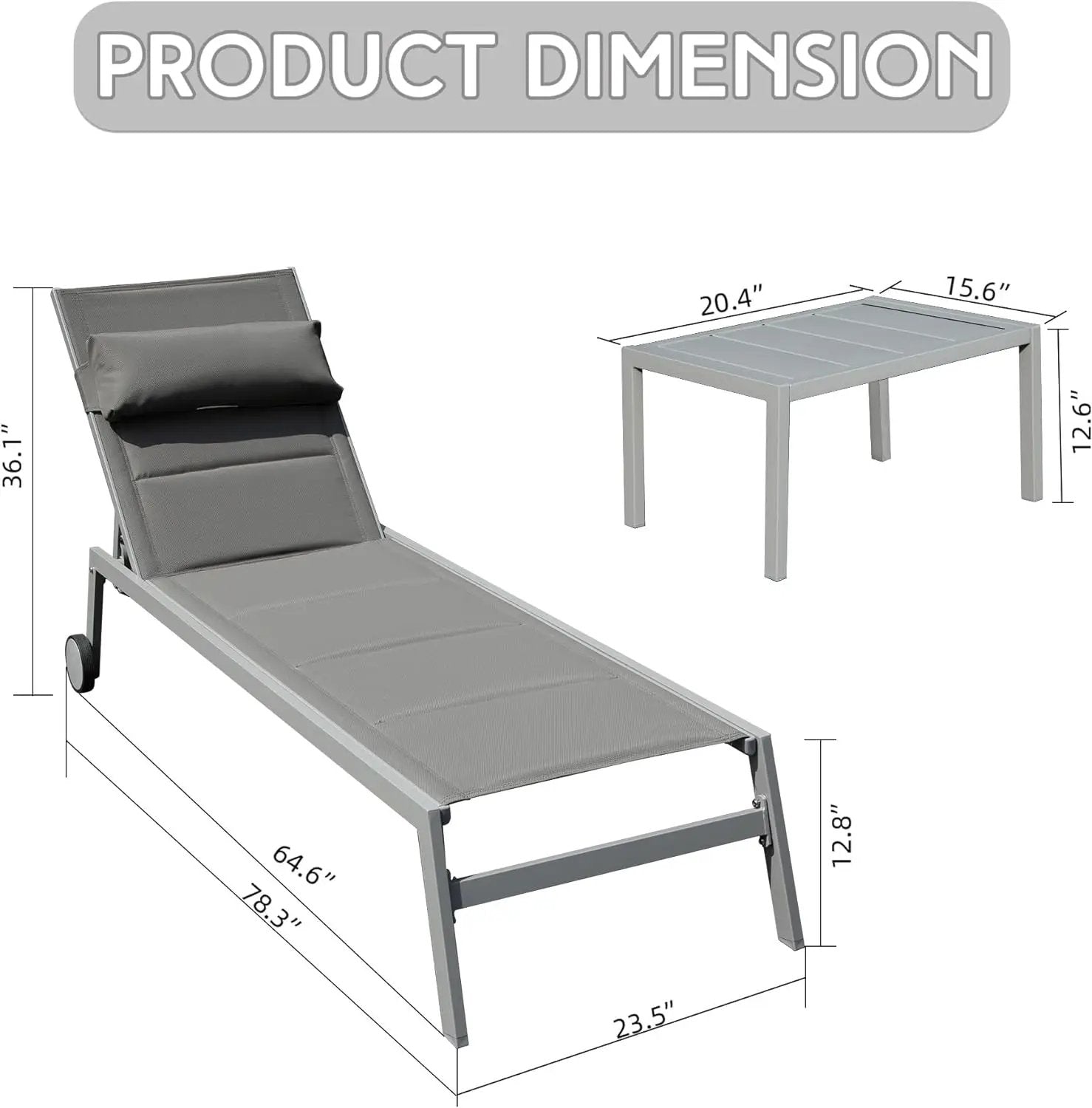 Outdoor Patio Chaise Lounge Set of 3 with Side Table and Wheels by HouseOfZazla