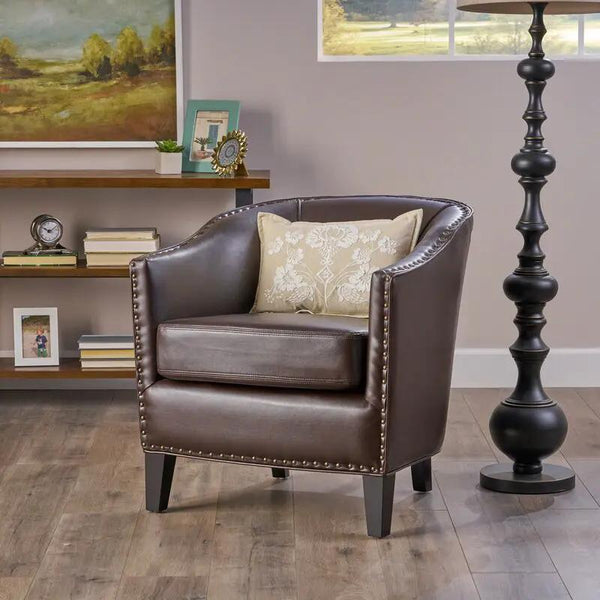 Brown Bonded Leather Club Chair
