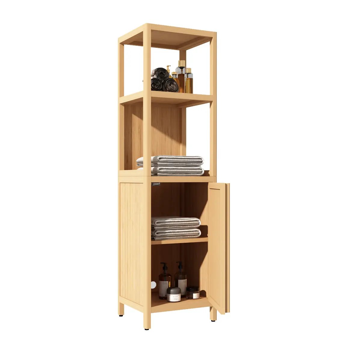 Large Capacity Multifunctional Bamboo Storage Cabinet by HouseOfZazla