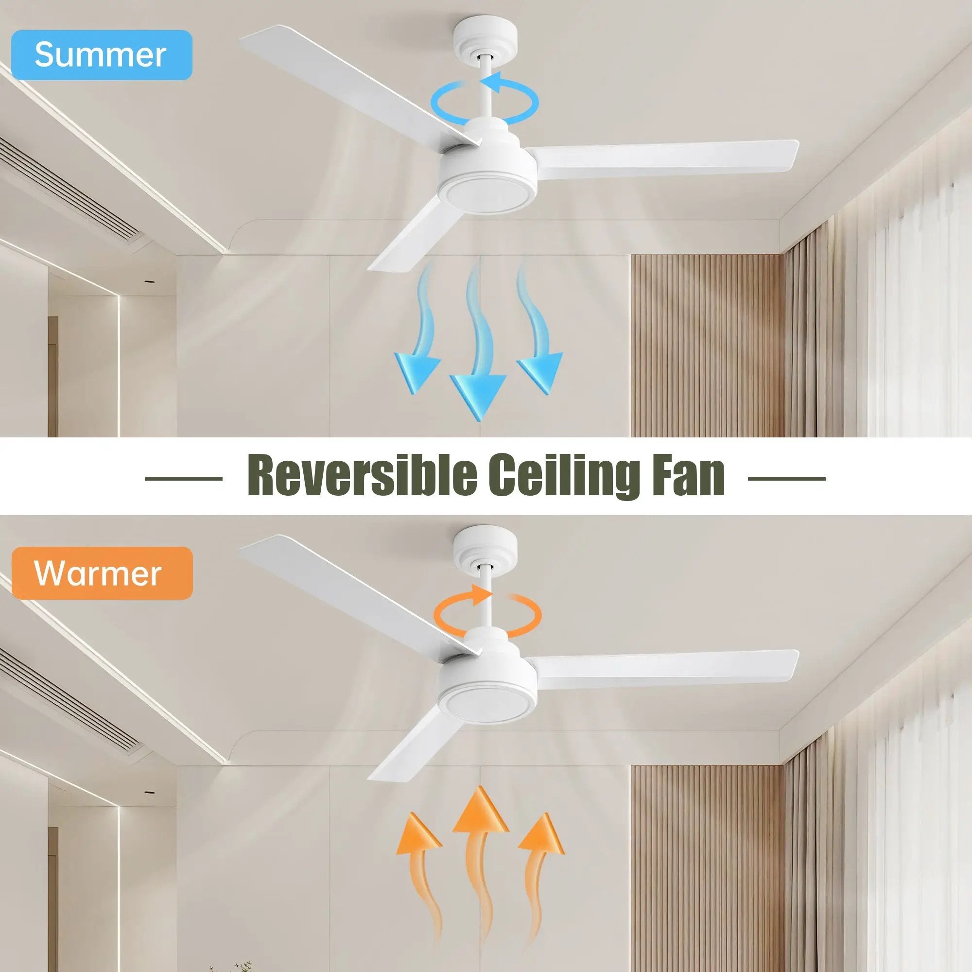 52" Ceiling Fan Without Light with Remote Control and Reversible DC Motor by HouseOfZazla