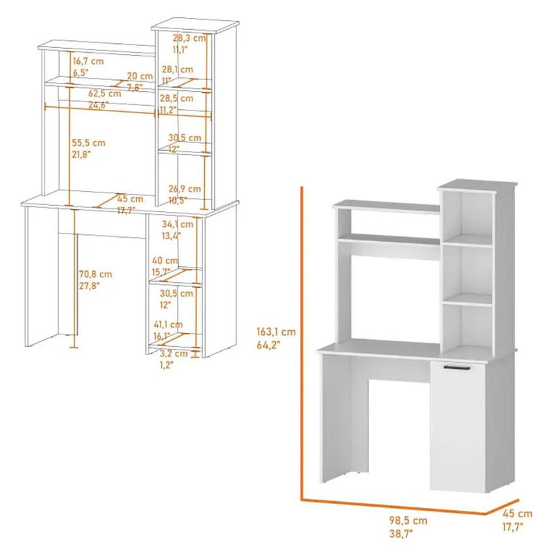 White 3-Tier Storage Shelves Computer Desk by HouseOfZazla