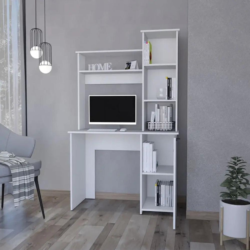 White 3-Tier Storage Shelves Computer Desk by HouseOfZazla