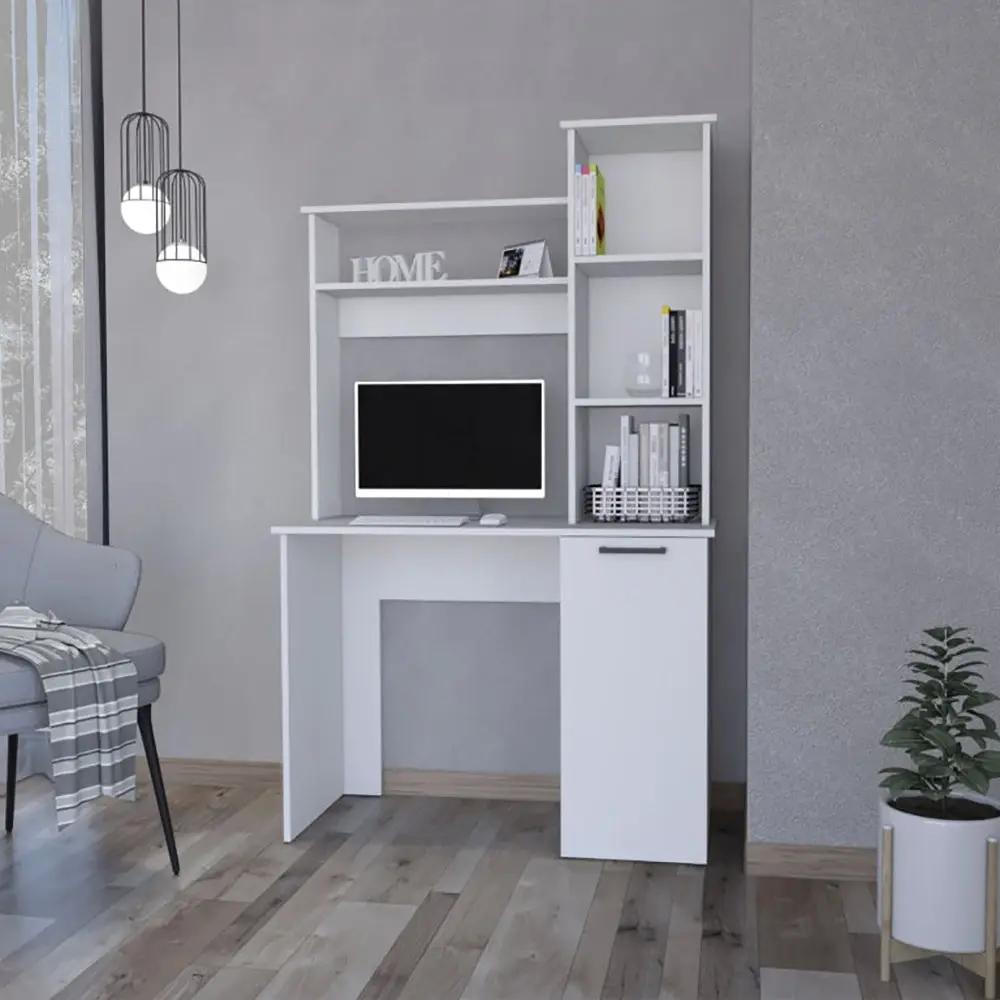 White 3-Tier Storage Shelves Computer Desk by HouseOfZazla