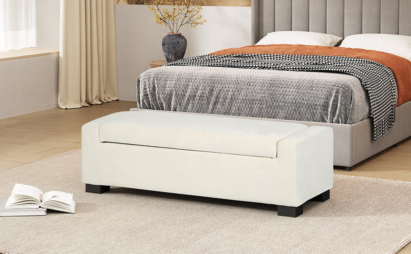 50" Ottoman Bench in Textured Fabric with Hidden Storage by HouseOfZazla