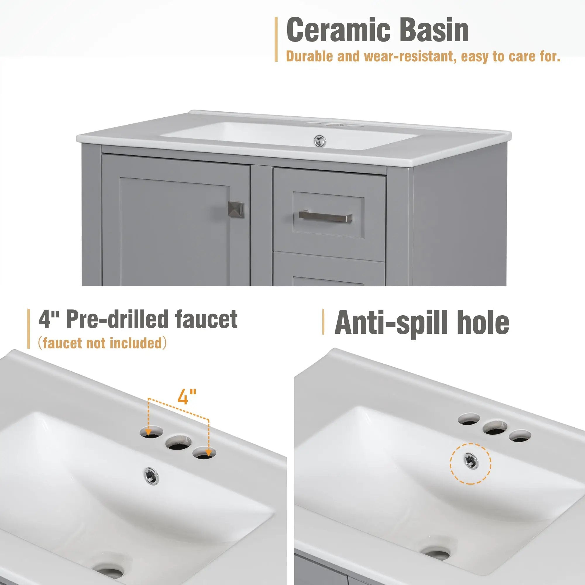 30" Bathroom Vanity with Sink Combo Set by HouseOfZazla