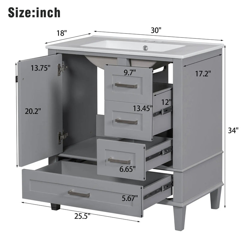 30" Bathroom Vanity with Sink Combo Set by HouseOfZazla