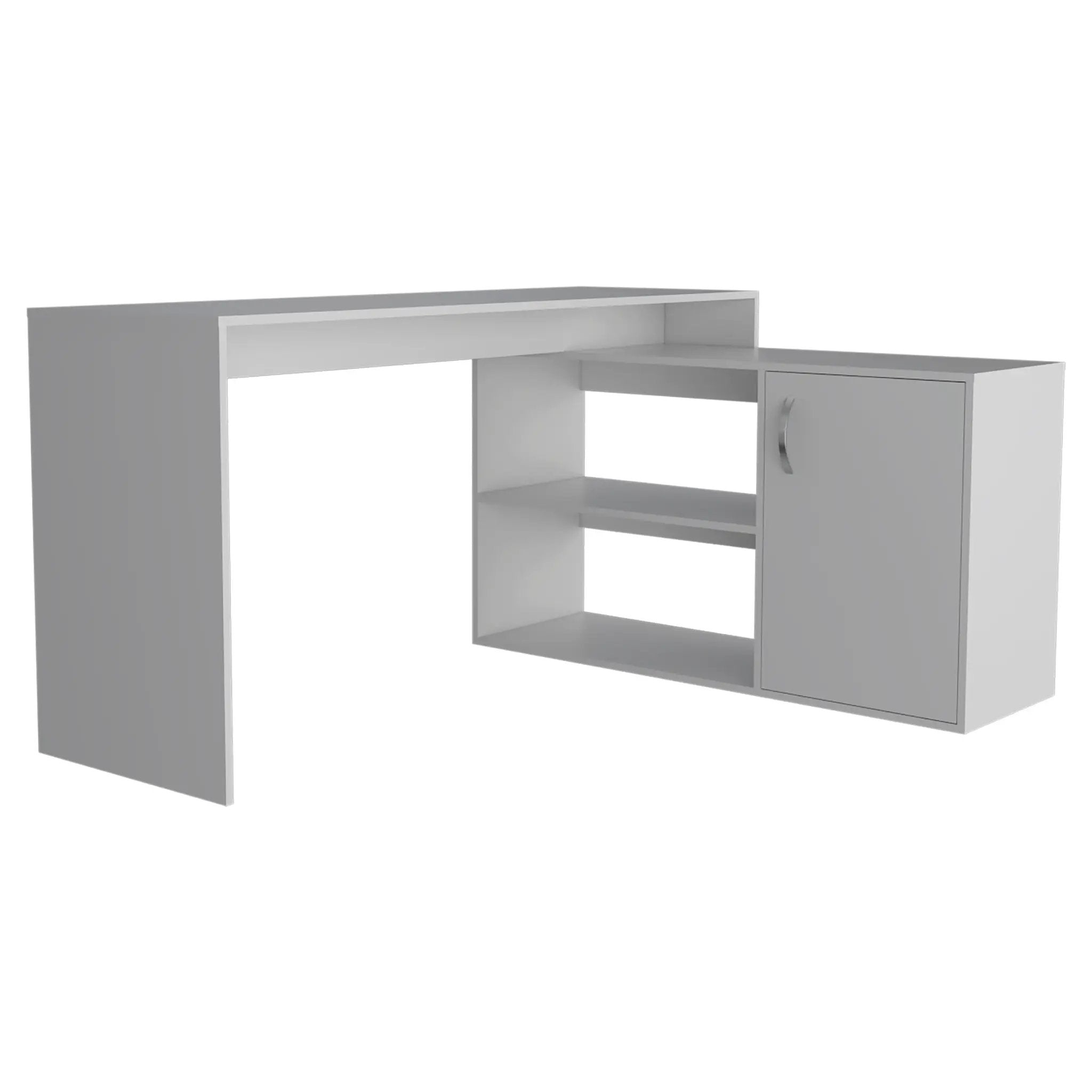 Axis Modern L-Shaped Computer Desk with Open & Closed Storage - White by HouseOfZazla