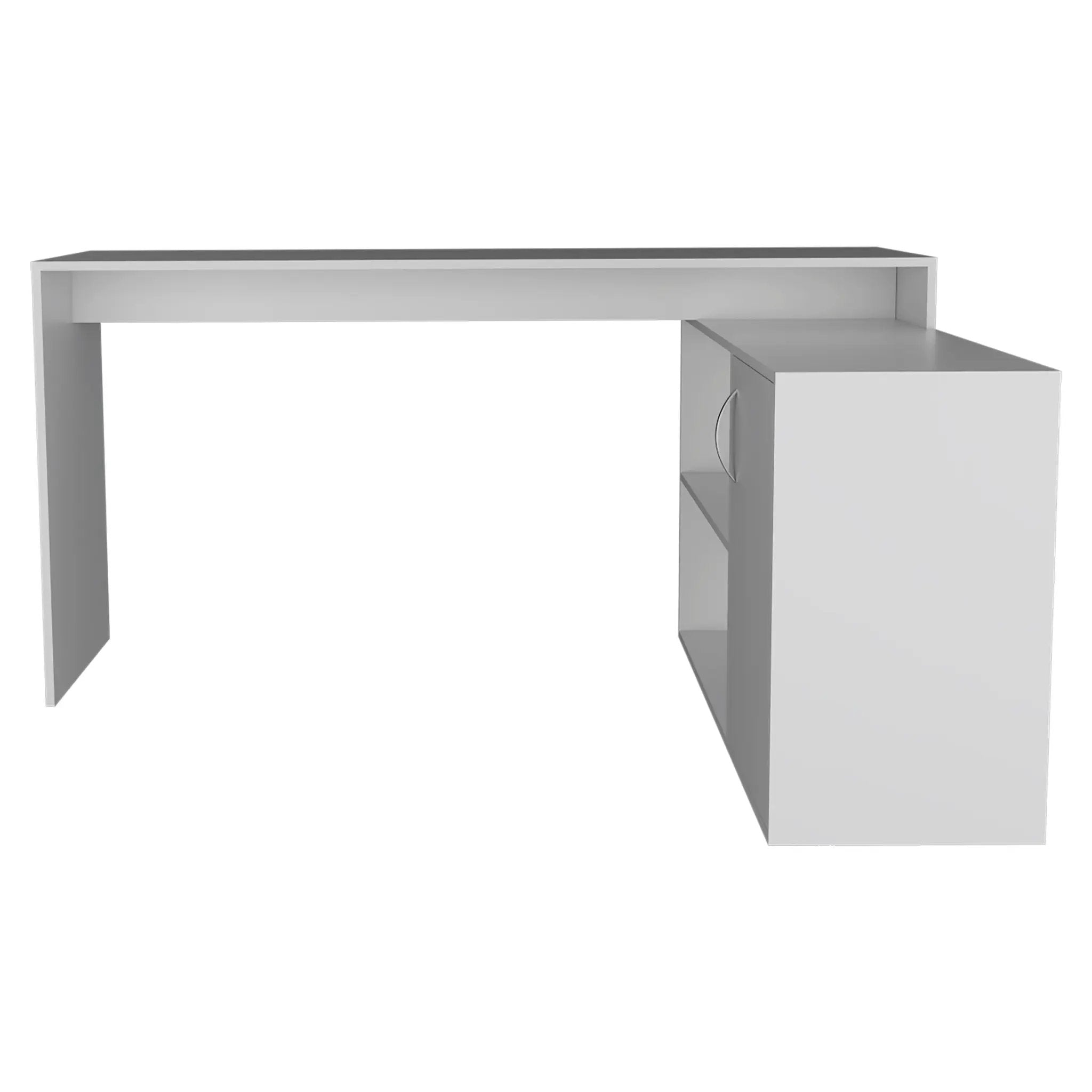 Axis Modern L-Shaped Computer Desk with Open & Closed Storage - White by HouseOfZazla