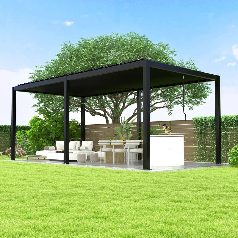 8640E Louver Pergola 10x19ft Aluminum Frame & Steel Louvers by HouseOfZazla