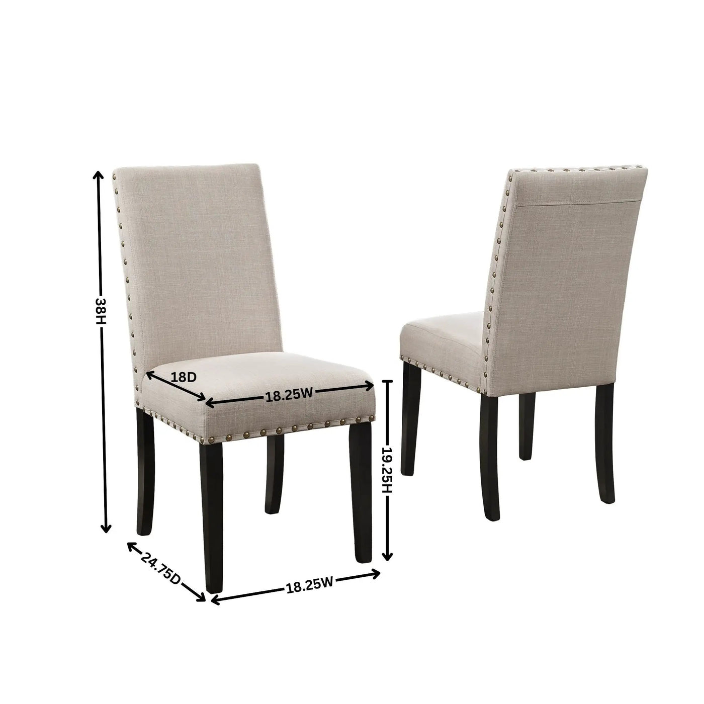 Eleanor Upholstered Dining Chairs with Nailhead Trim - Set of 2 by HouseOfZazla