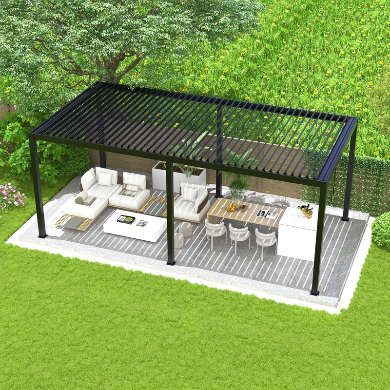 8640E Louver Pergola 10x19ft Aluminum Frame & Steel Louvers by HouseOfZazla