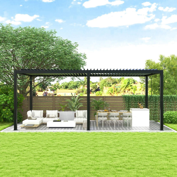 8640E Louver Pergola 10x19ft Aluminum Frame & Steel Louvers