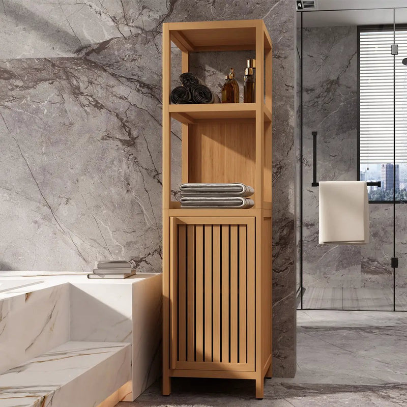 Large Capacity Multifunctional Bamboo Storage Cabinet by HouseOfZazla