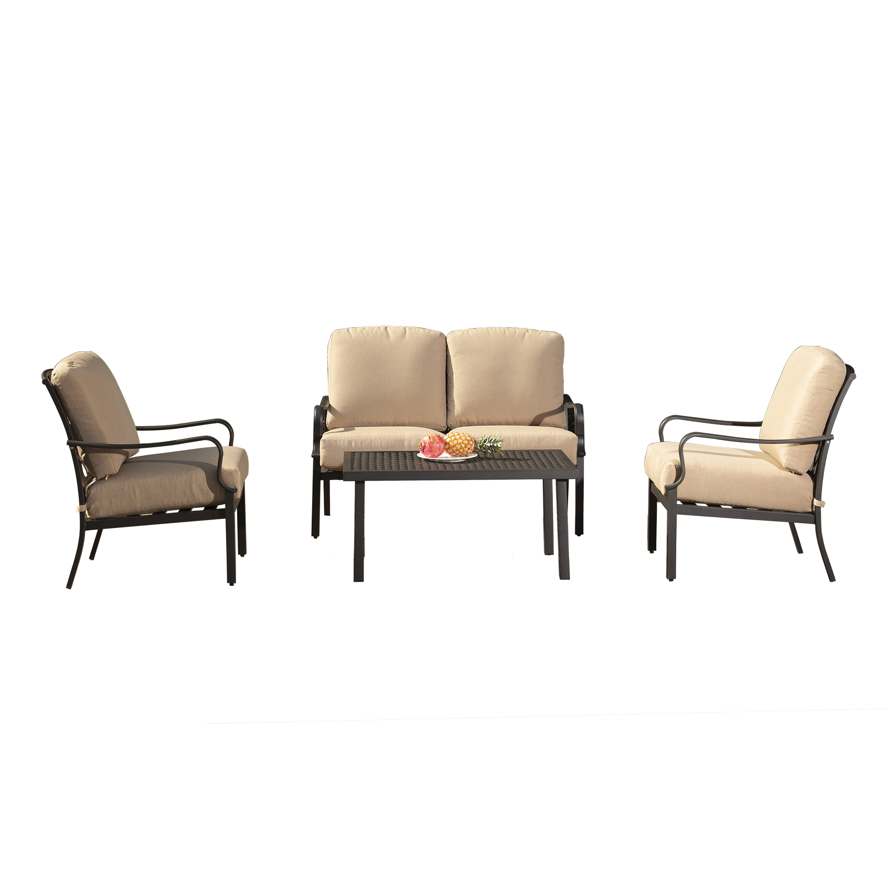 Outdoor 4-Piece Patio Conversation Set with Metal Dining Table and Chairs by HouseOfZazla