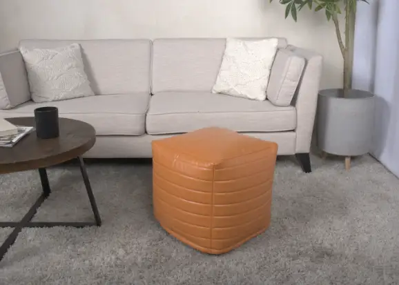 Candy Contemporary Faux Leather Square Pouf by HouseOfZazla