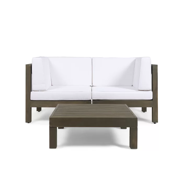 Brava X-Back 2-Seater Sectional Loveseat with Coffee Table by HouseOfZazla