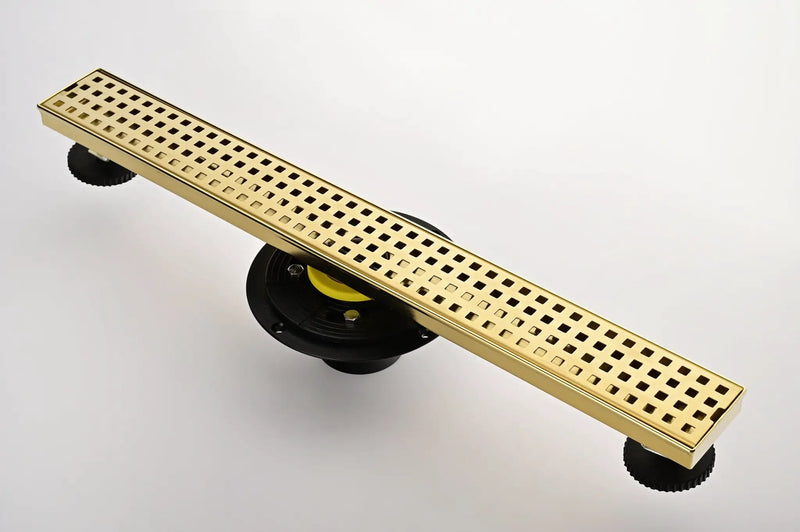 24 Inches Linear Shower Drain with Removable Quadrato Pattern Grate by HouseOfZazla