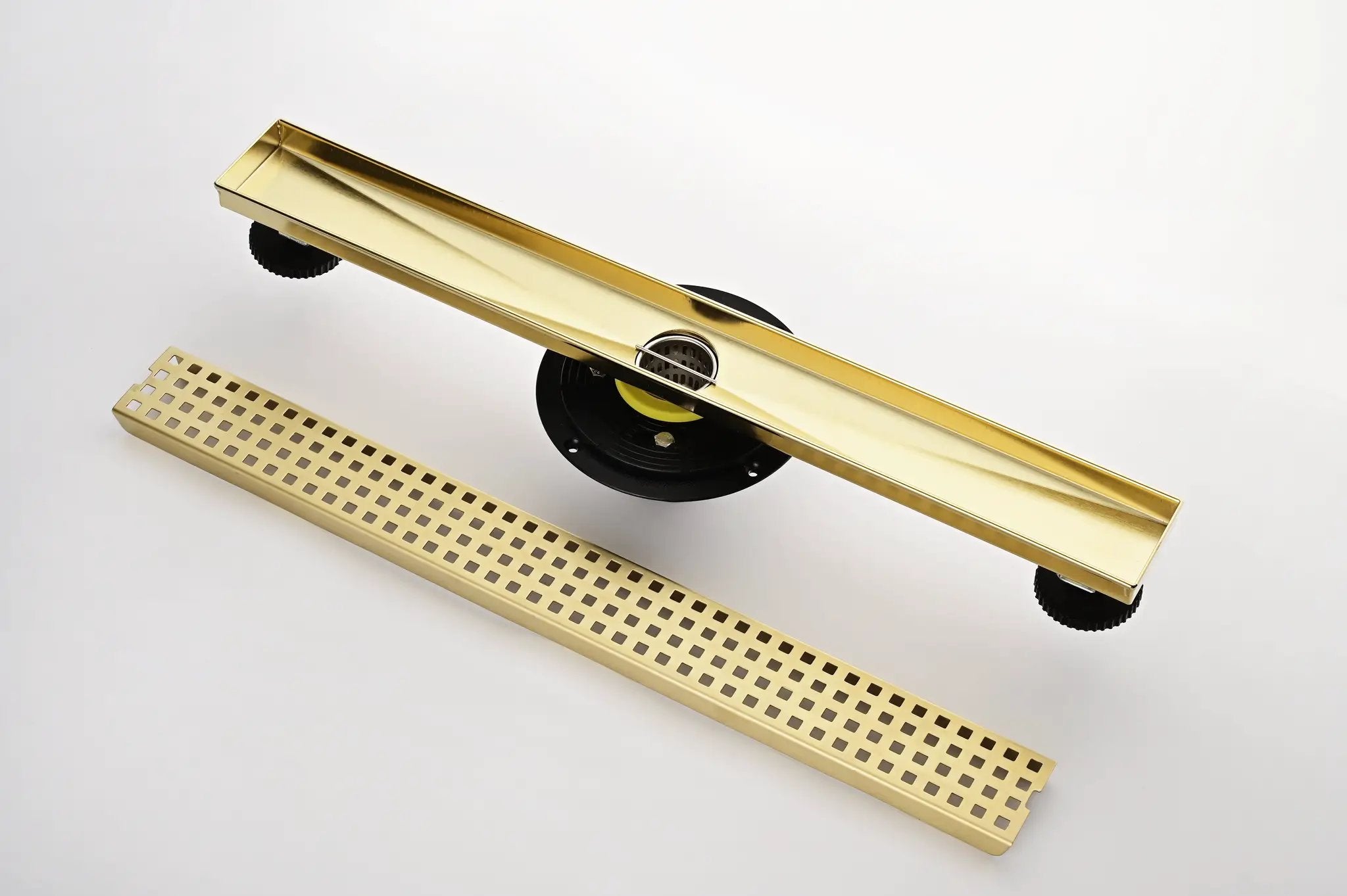 24 Inches Linear Shower Drain with Removable Quadrato Pattern Grate by HouseOfZazla