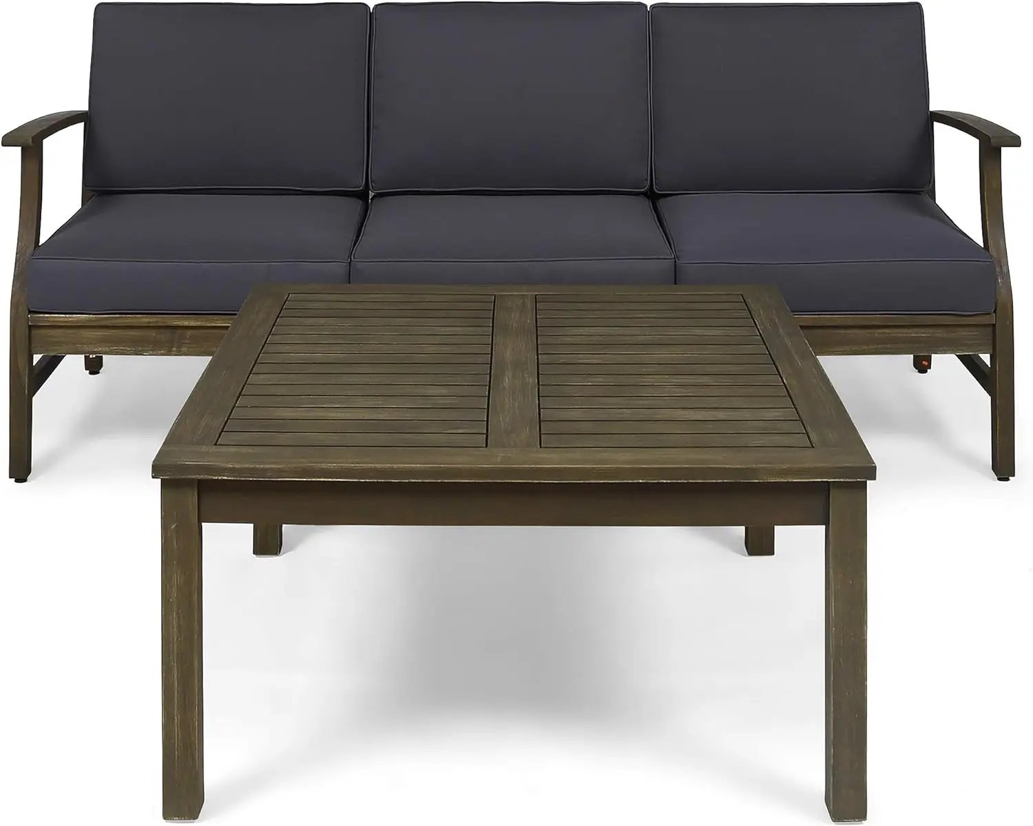 Perla 3 Seater Sofa and Table Set, Dark by HouseOfZazla