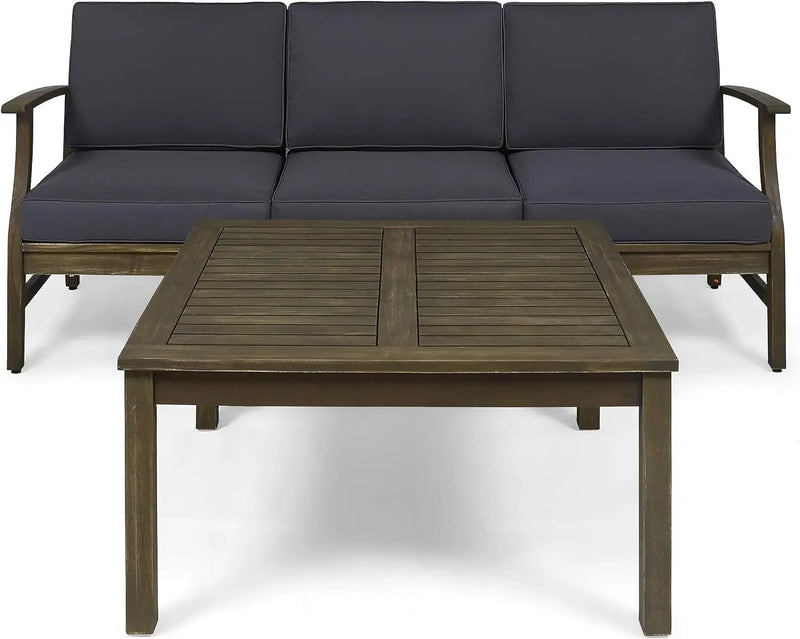 Perla 3 Seater Sofa and Table Set, Dark by HouseOfZazla