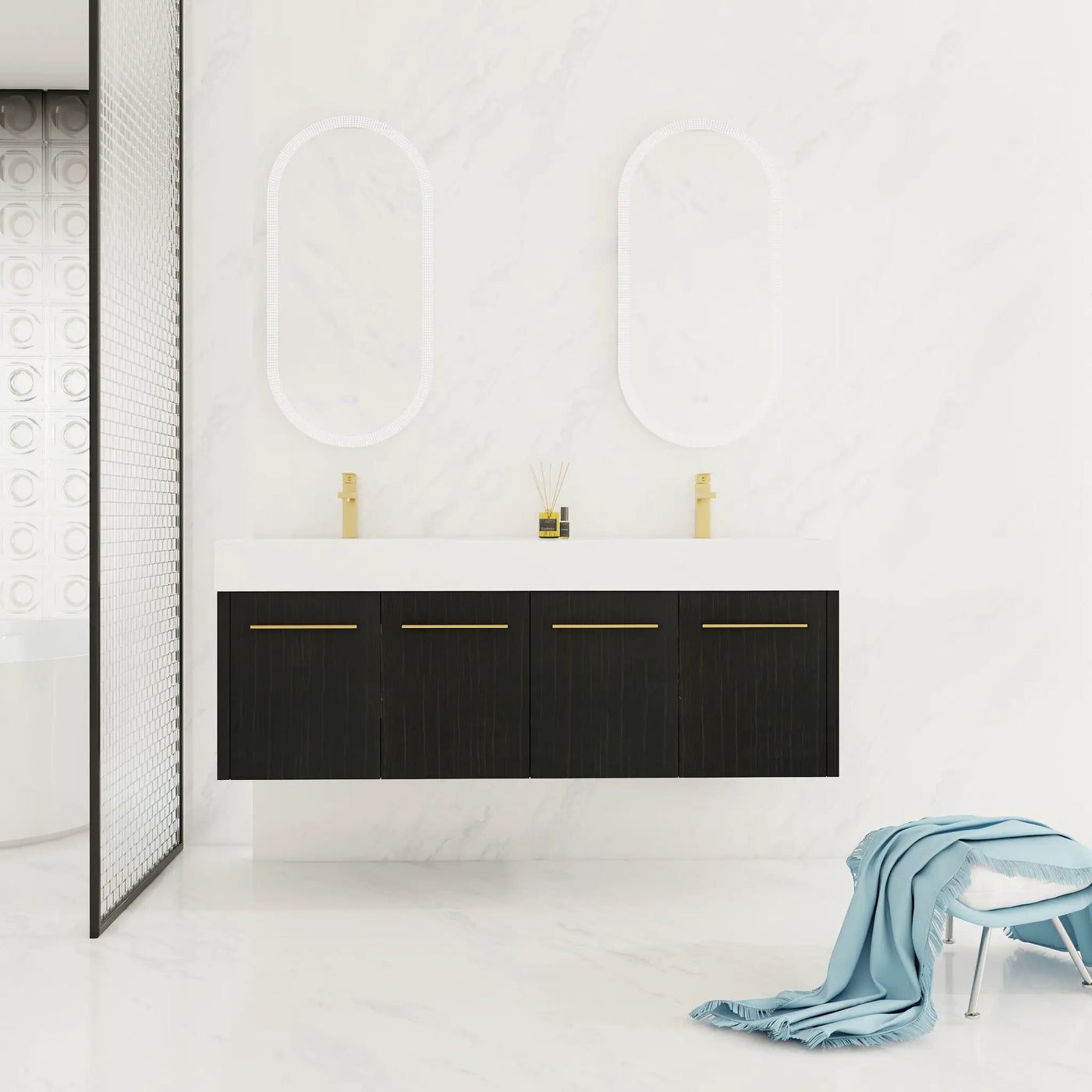 60 Inch Wall-Mounted Bathroom Vanity with Sink by HouseOfZazla