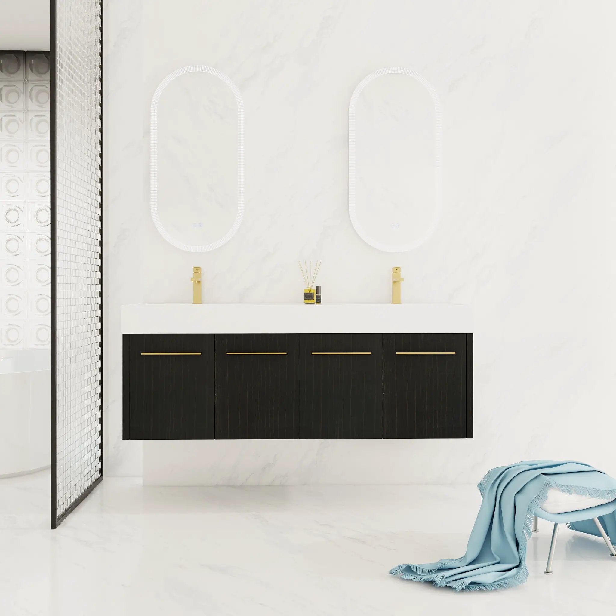 60 Inch Wall-Mounted Bathroom Vanity with Sink by HouseOfZazla