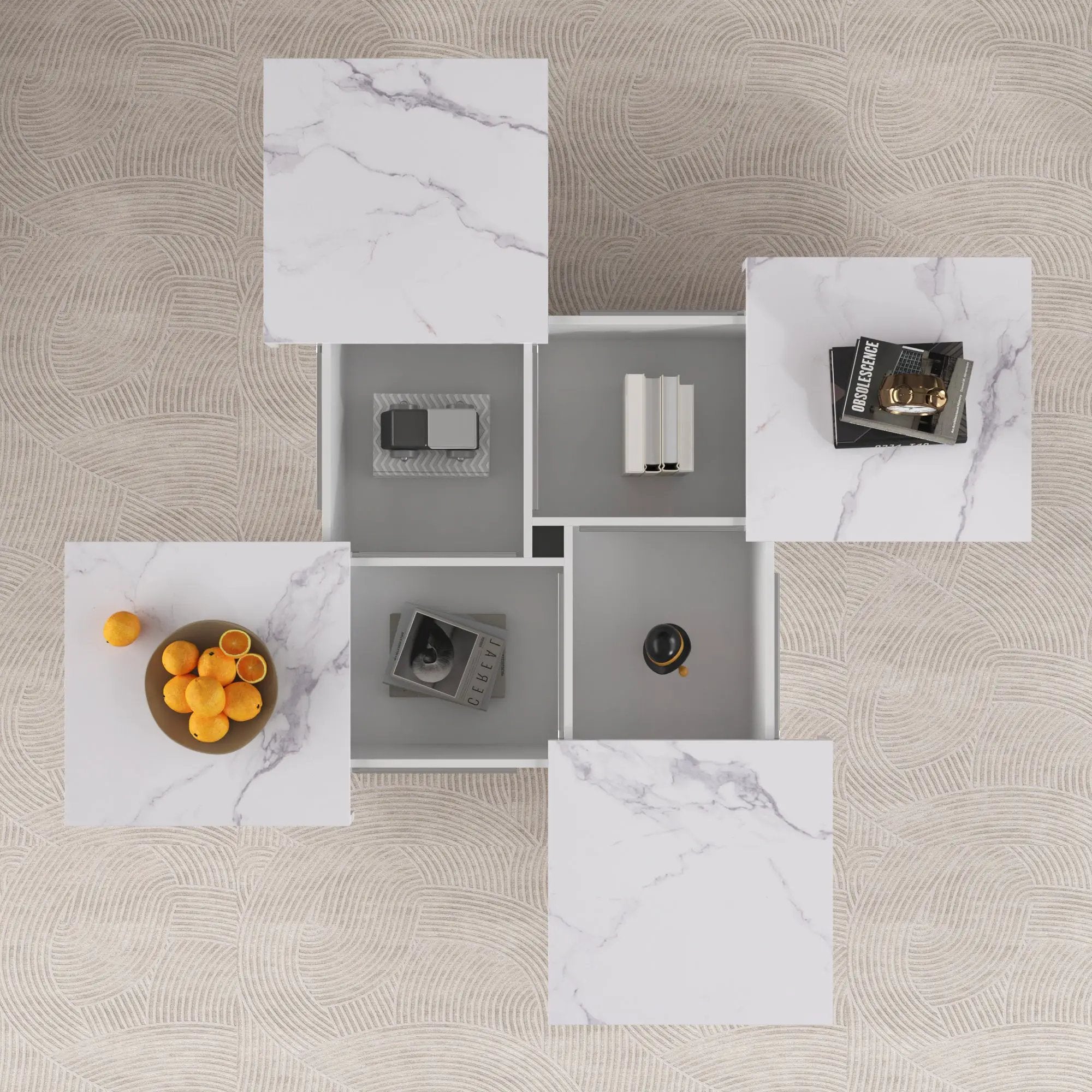 Square Marble Veneer Coffee Table with Sliding Top by HouseOfZazla