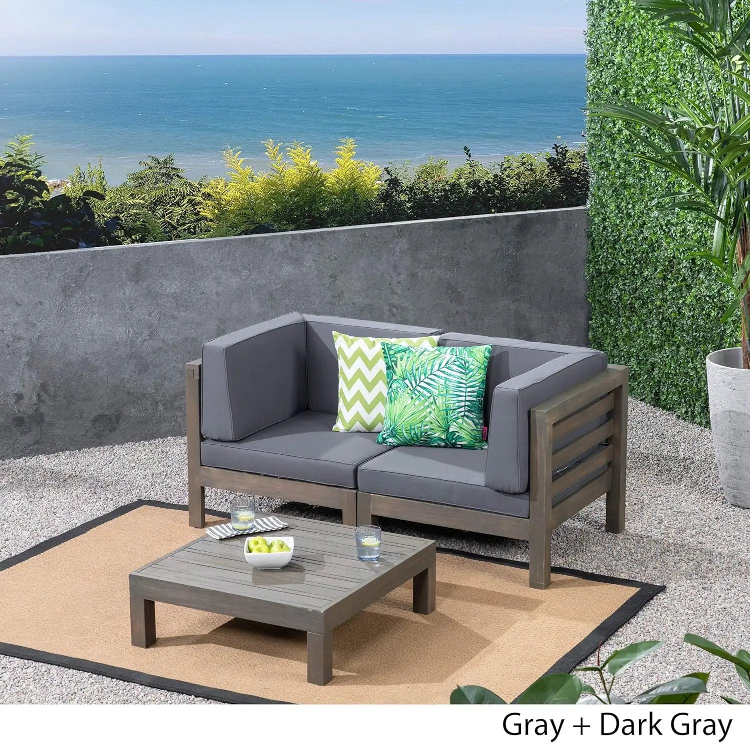 OANA 3-Piece Love Seat Set with Coffee Table, Dark by HouseOfZazla