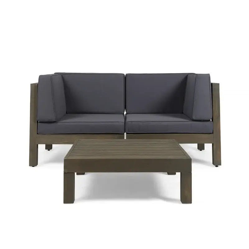OANA 3-Piece Love Seat Set with Coffee Table, Dark by HouseOfZazla